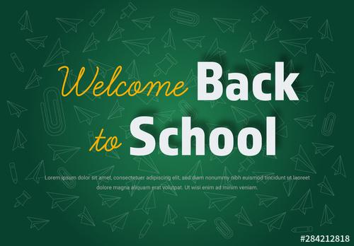 Back to School Banner Layout with Green Board Background - 284212818
