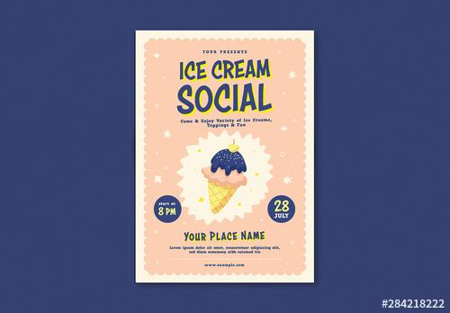 Event Flyer Layout with Illustrative Ice Cream - 284218222