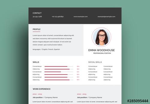 Resume Layout with Five Parts - 285095444