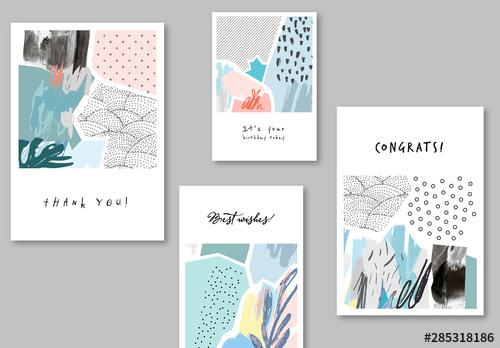 Universal Greeting Card Layouts with Illustrative Elements - 285318186