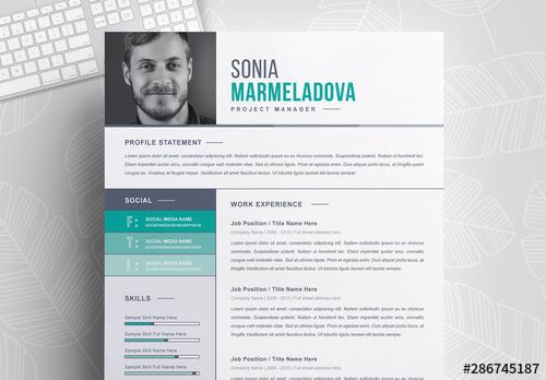 Resume Layout Set with Teal Gradients - 286745187