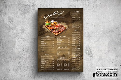 Rustic Oriental Poster Food Menu - A3 & US Tabloid
