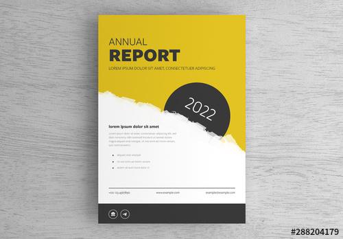 Annual Report Cover Layout with Yellow Accents - 288204179