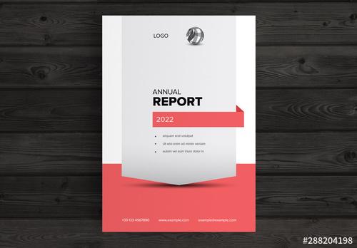 Annual Report Cover Layout with Orange Accents - 288204198