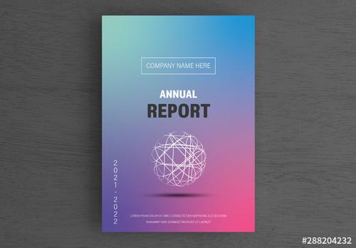 Annual Report Cover Layout with Colorful Background - 288204232