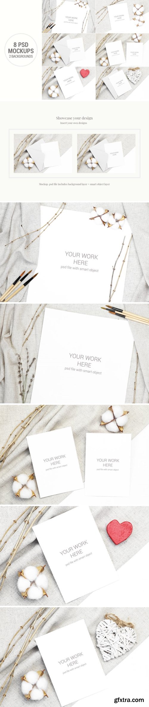 Card Mockup Set with Cotton and Branches 2427955