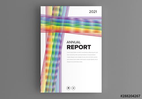 Annual Report Cover Layout with Colorful Lines - 288204267