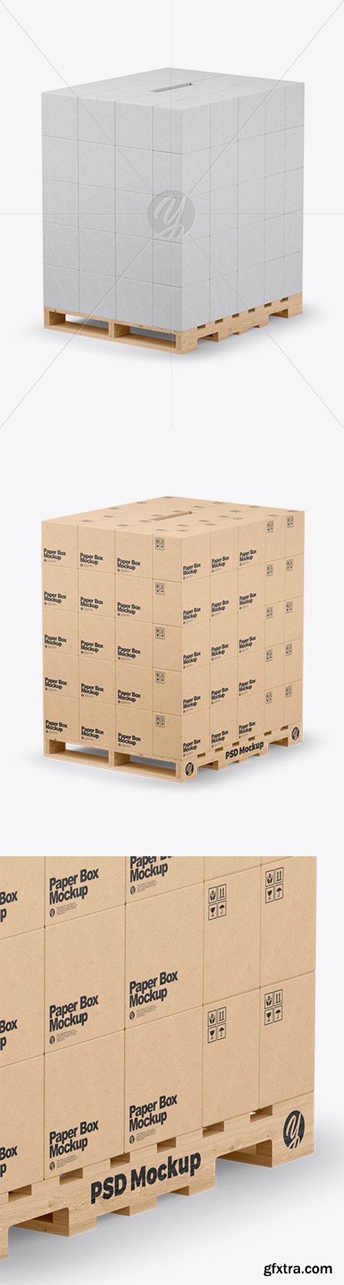 Wooden Pallet With Kraft Boxes Mockup 52222
