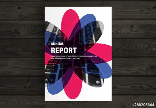 Annual Report Cover Layout with Blue and Red Accent - 288205644