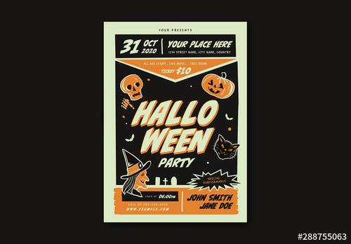 Retro Halloween Party Flyer - 288755063