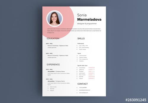 Resume Layout with Salmon Accents - 283091245