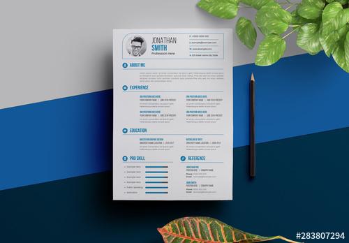Resume Layout with Blue Accents - 283807294