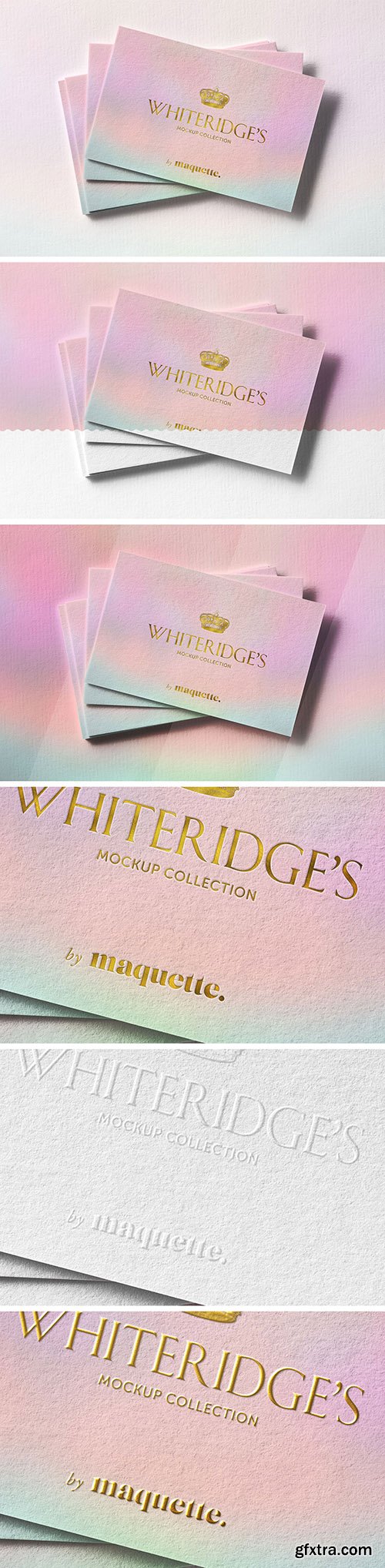 Stack of Luxury Business Cards with Gold Embossing Mockup 2 130414397