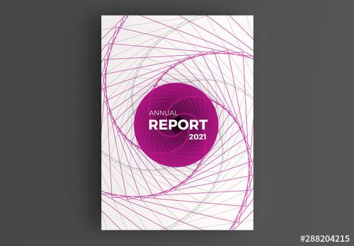 Annual Report Cover Layout with Pink Accents - 288204215