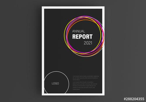 Annual Report Cover Layout with Colorful Circles - 288204355