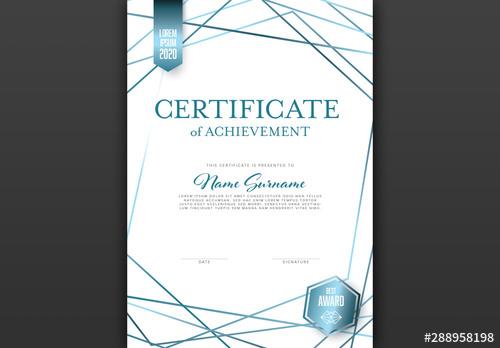 Certificate of Excellence Layout with Blue Lines - 288958198