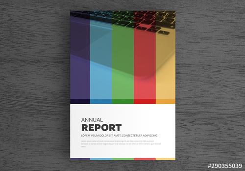 Annual Report Cover Layout with Colorful Stripes - 290355039