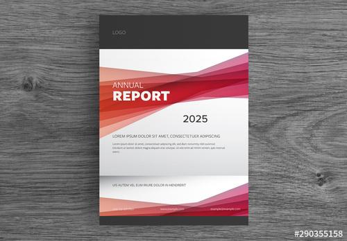 Report Cover Layout with Red Accents - 290355158