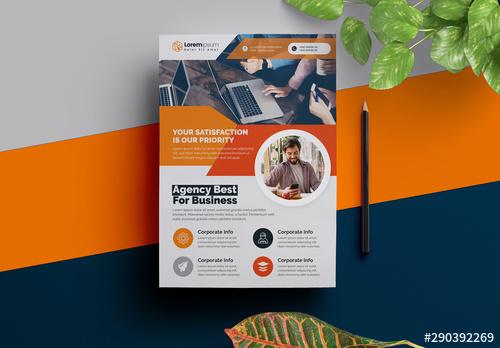 Corporate Flyer Layout with Orange Elements - 290392269
