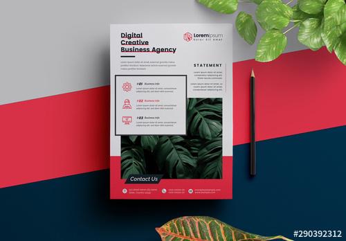 Business Flyer Layout with Red Elements - 290392312