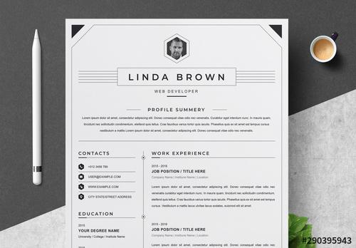 Clean Resume Layout Set with Border - 290395943