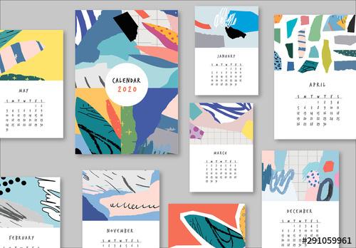 Calendar Layout with Graphic Elements - 291059961