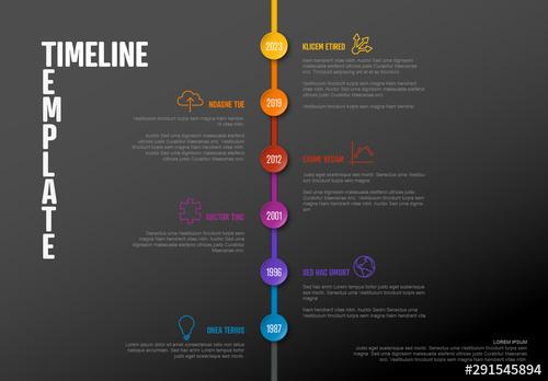 Dark Timeline Infographic with Rainbow Accents - 291545894