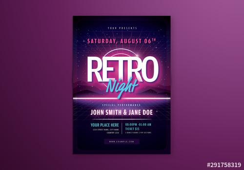 Purple Neon Retro Event Flyer Layout - 291758319