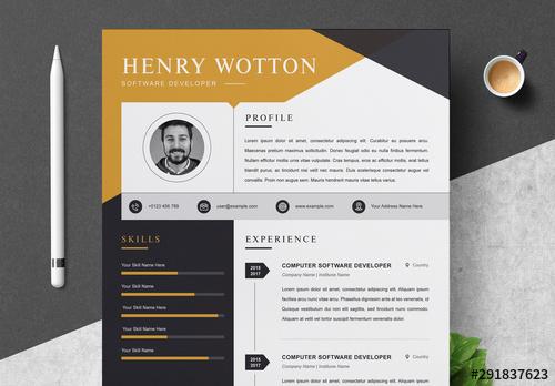 Yellow and Black Resume Layout - 291837623