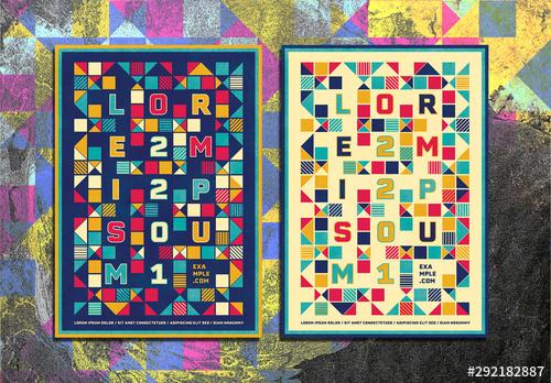 Colorful Poster Layout with Geometric Elements - 292182887