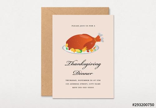 Illustrative Thanksgiving Dinner Invitation Layout with Turkey - 293200750
