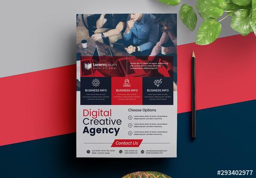Business Flyer Layout with Red Accents - 293402977