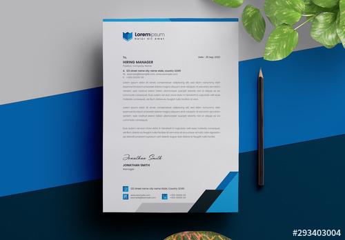 Letterhead Layout with Geometric Accents - 293403004