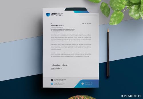 Letterhead Layout with Geometric Accents - 293403015