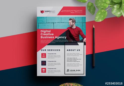 Business Flyer Layout with Geometric Elements - 293403018