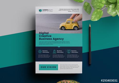 Corporate Flyer Layout with Colorful Bars - 293403031