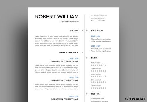 Clean Resume Layout with 2 Columns - 293838141