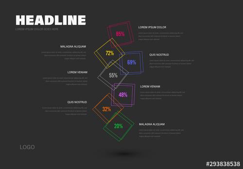 Info Chart Layout with Colorful Squares - 293838538