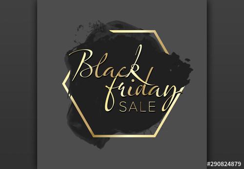 Black Friday Sale Label Layout with Gold Accents - 290824879