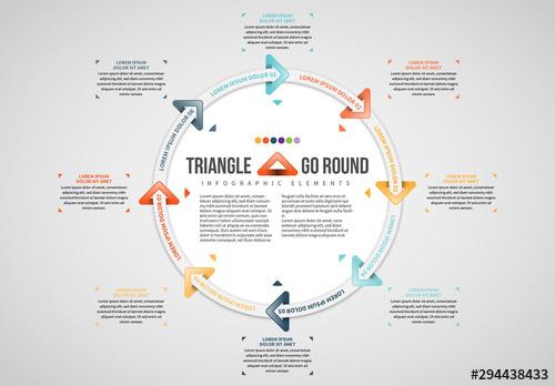 Circle with Triangle Arrows Info Chart Layout - 294438433