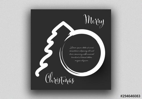 Christmas Card Layout with Illustrative Ornament - 294646083