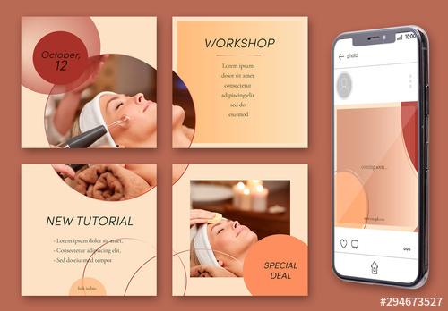 Set of 15 Social Media Post Layouts with Warm Gradients - 294673527