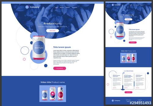 Homepage Website Design Layout with Blue and Pink Accents - 294951493