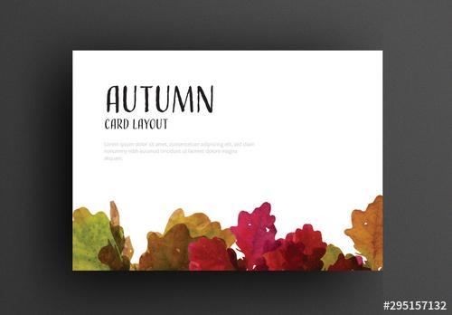 Autumn Card Layout with Colorful Leaves - 295157132