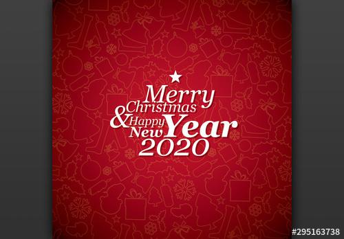 Square Christmas Card Layout with Red Background - 295163738