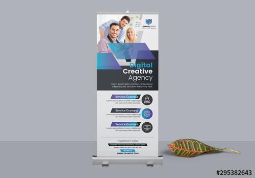 Corporate Roll Up Banner with Blue Accents - 295382643