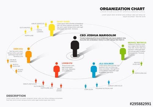 Hierarchy Organization Info Chart Layout with Circles - 295882991