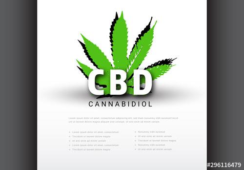 Cannabidiol Health Infographic with Illustration of Cannabis - 296116479