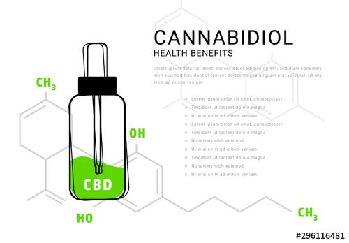 Cannabidiol Oil Infographic with Molecular Formula Illustration - 296116481