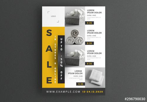 Sale Flyer Layout with Yellow Accents - 296790030